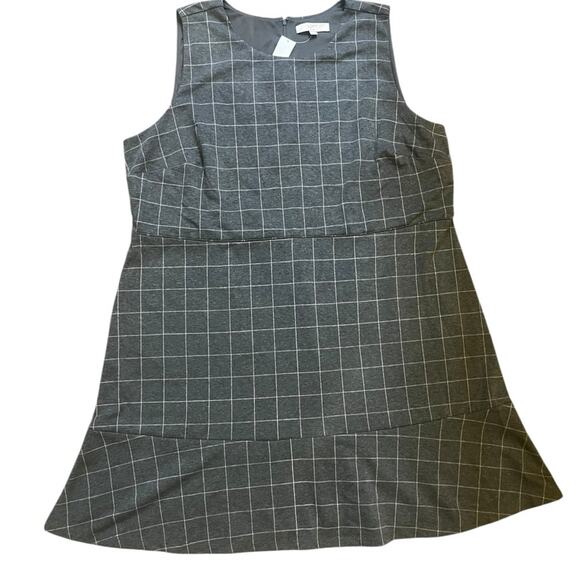 Loft Plus Gray Plaid Sleeveless Soft Stretch Office Corpcore Dress NWT 24 Preppy - Picture 1 of 5